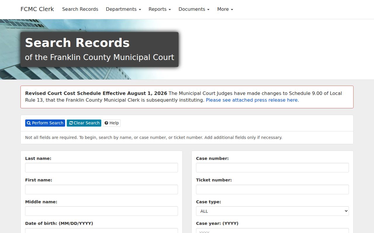Madison Township residents directory Franklin County Municipal Court case search