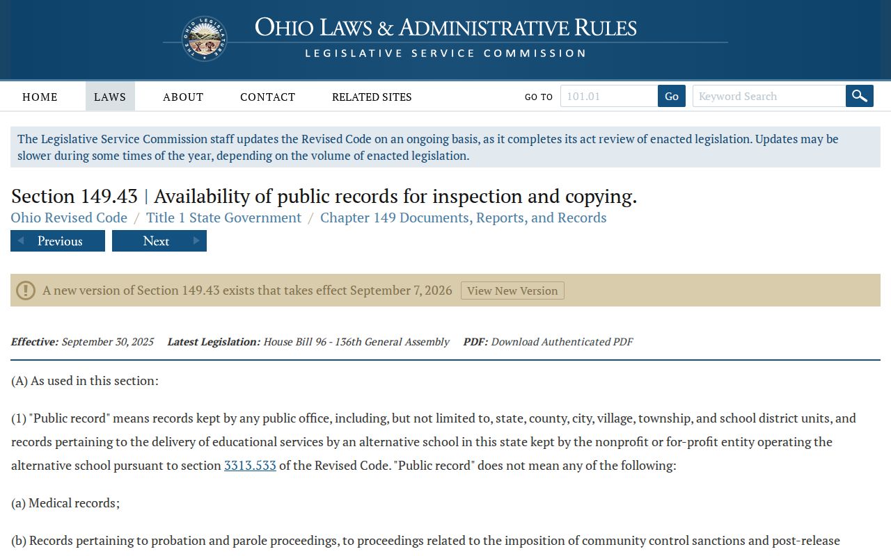 Madison Township residents directory Ohio Public Records Act