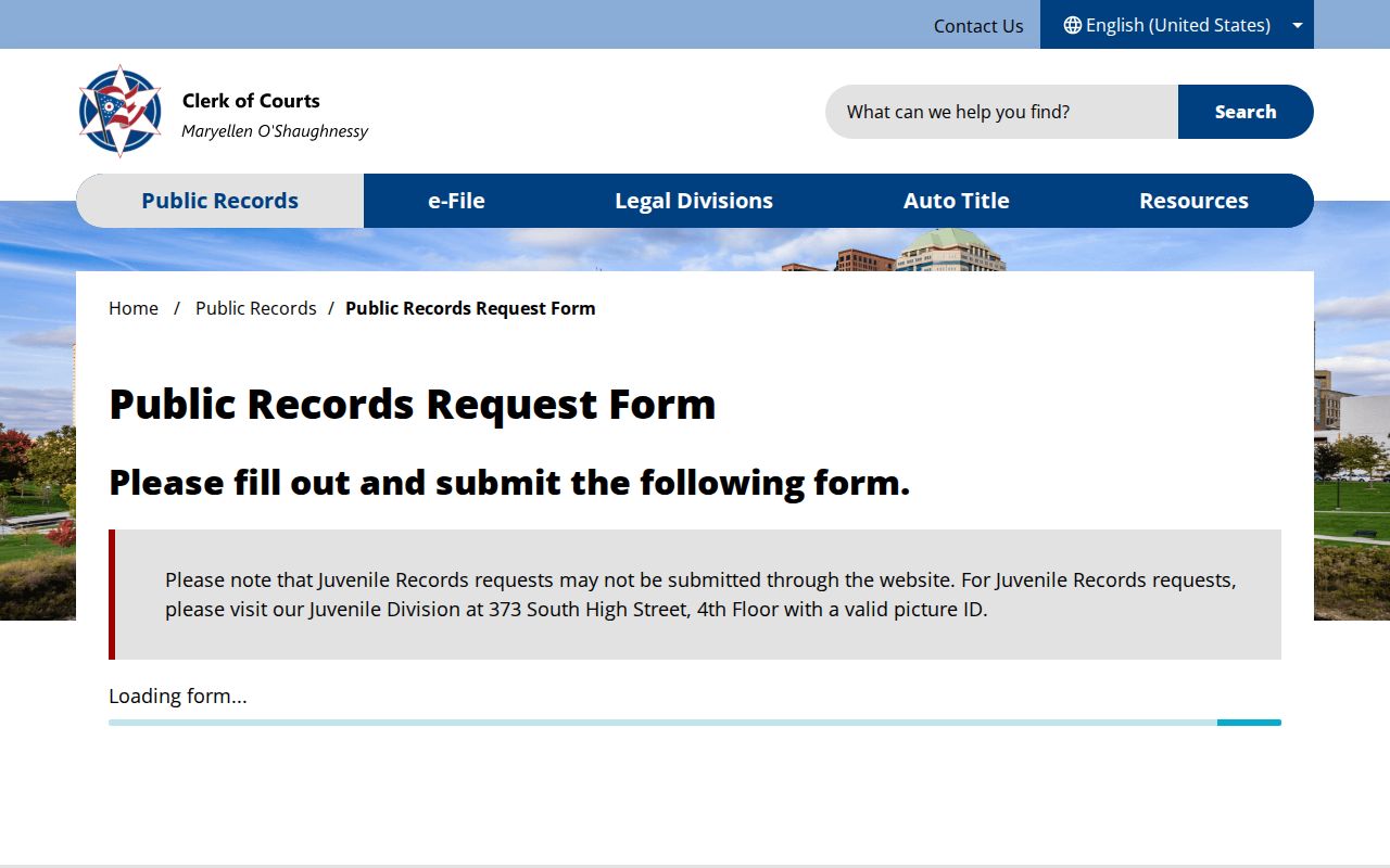Madison Township resident lookup Franklin County Clerk public records request