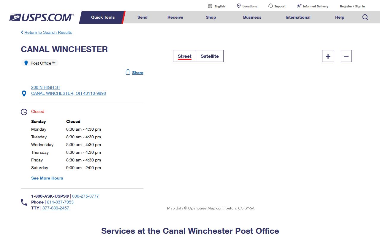 Madison Township ZIP code directory USPS Canal Winchester postal location